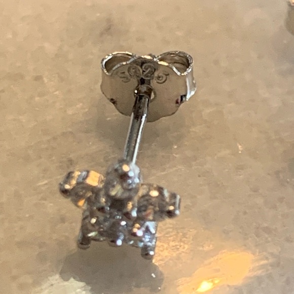 Sterling Silver .926 Tiny Star Stud Earrings - Picture 2 of 3